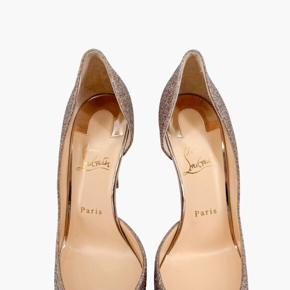 Christian Louboutin Iriza 100 Pumps Size 39 US 9 Glitter Half D'Orsay High Heel - Picture 4 of 15